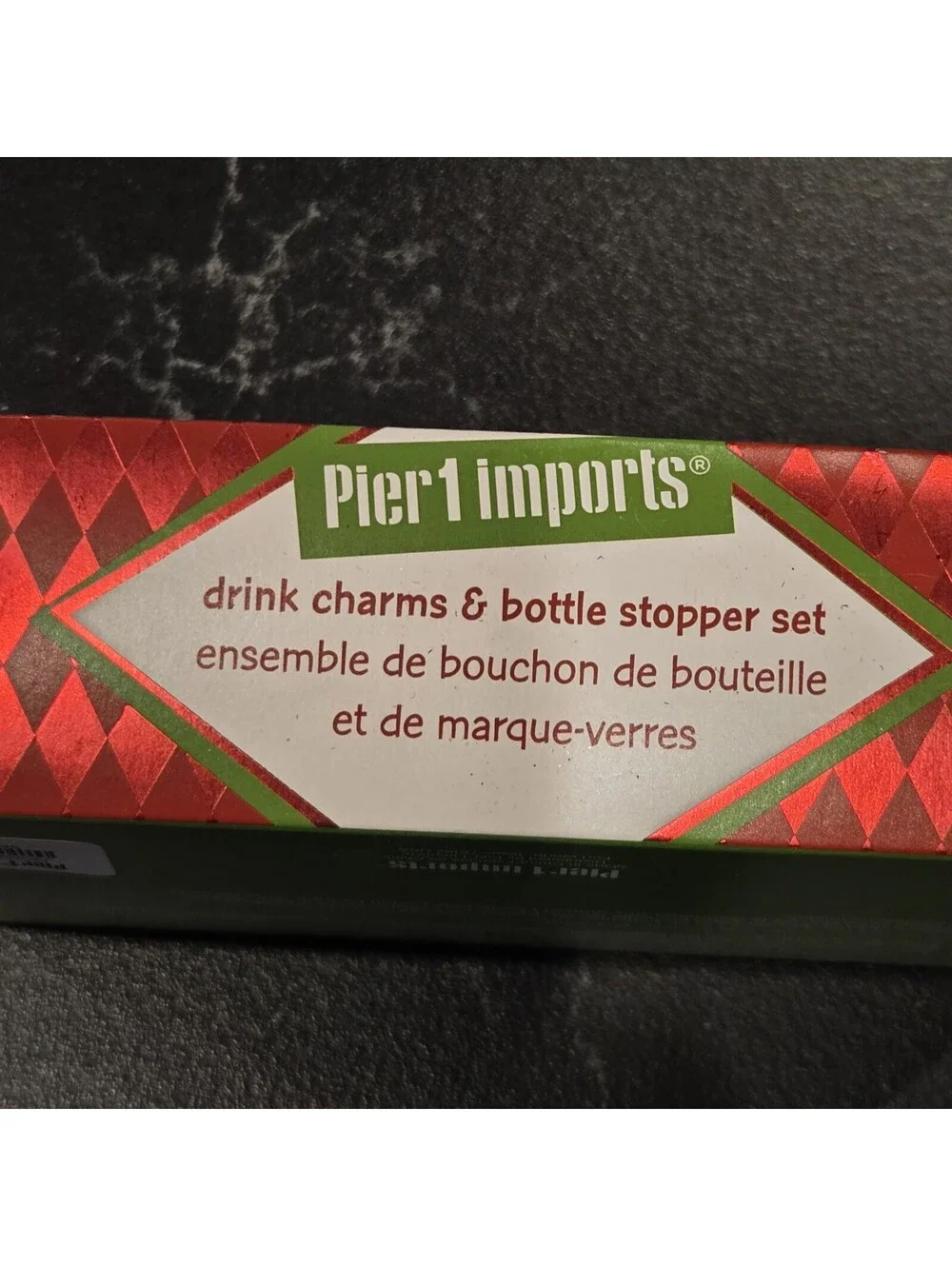 Pier 1 Imports Christmas Drink Charms & Bottle Stopper Set Glass Ornament Design